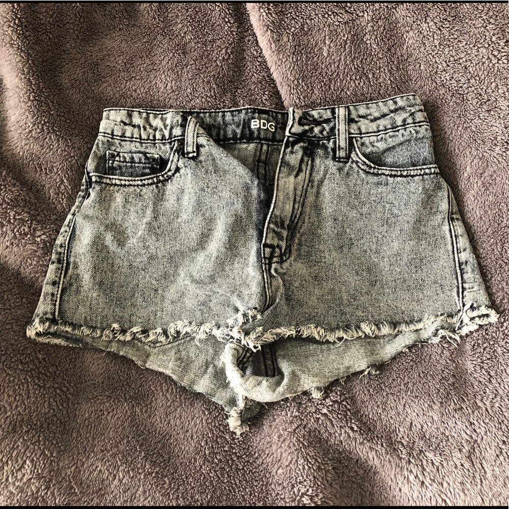 High waisted dark wash shorts